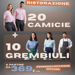 Promo Kit – 20 Camicie + 10 Grembiuli (Corto / Medio / Lungo) – Personalizzazione inclusa